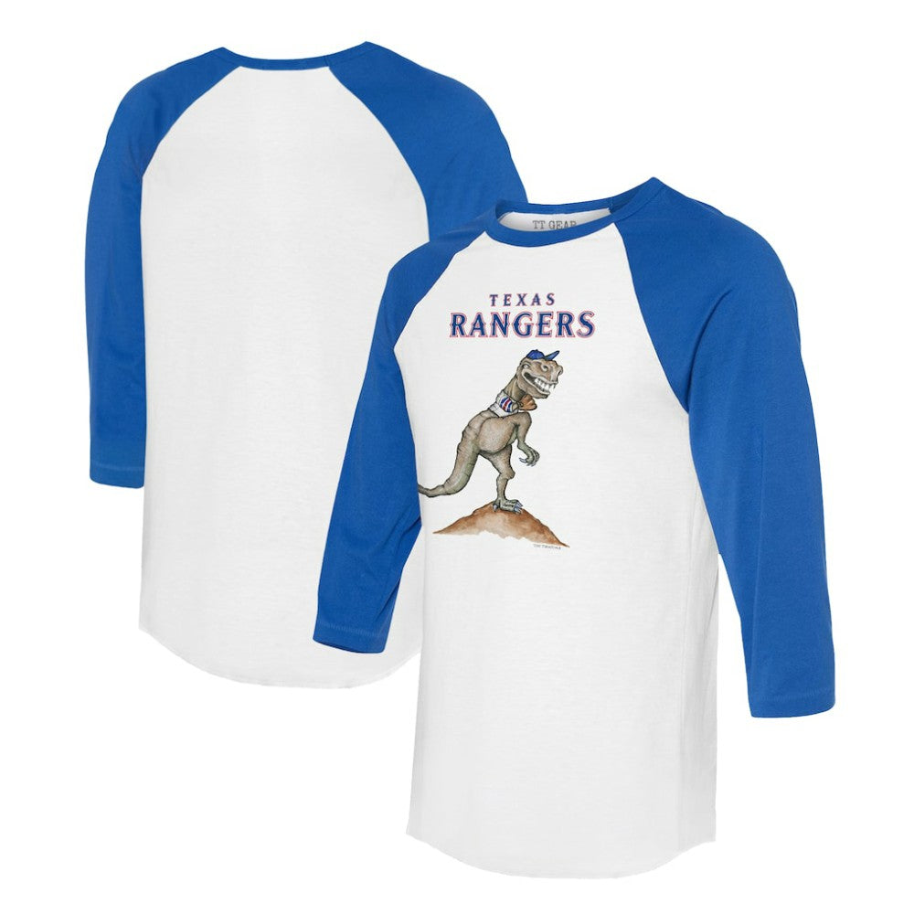 Texas Rangers Tiny Turnip Unisex TT Rex 3/4-Sleeve Raglan T-Shirt - White/Royal