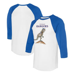 Texas Rangers Tiny Turnip Unisex TT Rex 3/4-Sleeve Raglan T-Shirt - White/Royal