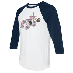 Milwaukee Brewers Tiny Turnip Unisex Unicorn 3/4-Sleeve Raglan T-Shirt - White/Navy