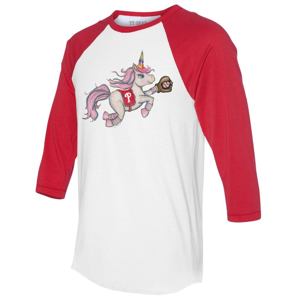 Philadelphia Phillies Tiny Turnip Unisex Unicorn 3/4-Sleeve Raglan T-Shirt - White/Red