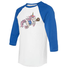 Kansas City Royals Tiny Turnip Unisex Unicorn 3/4-Sleeve Raglan T-Shirt - White/Royal