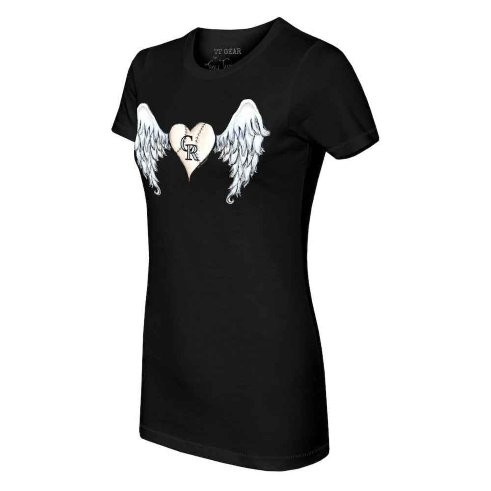 Colorado Rockies Tiny Turnip Women's Angel Wings T-Shirt - Black
