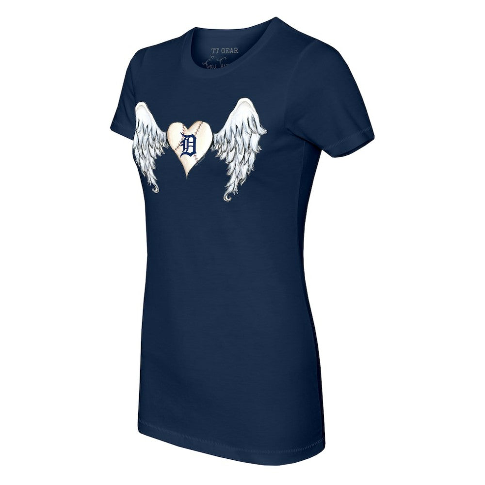 Detroit Tigers Tiny Turnip Women's Angel Wings T-Shirt - Navy