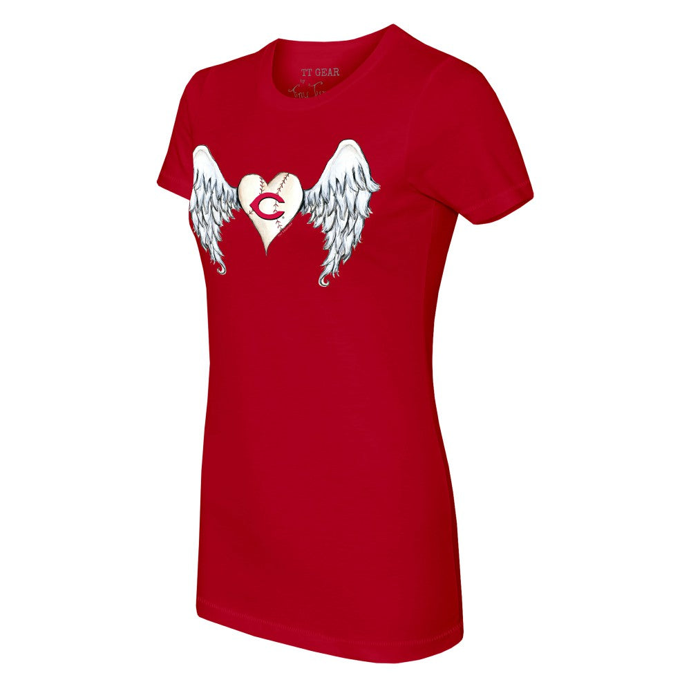 Cincinnati Reds Tiny Turnip Women's Angel Wings T-Shirt - Red