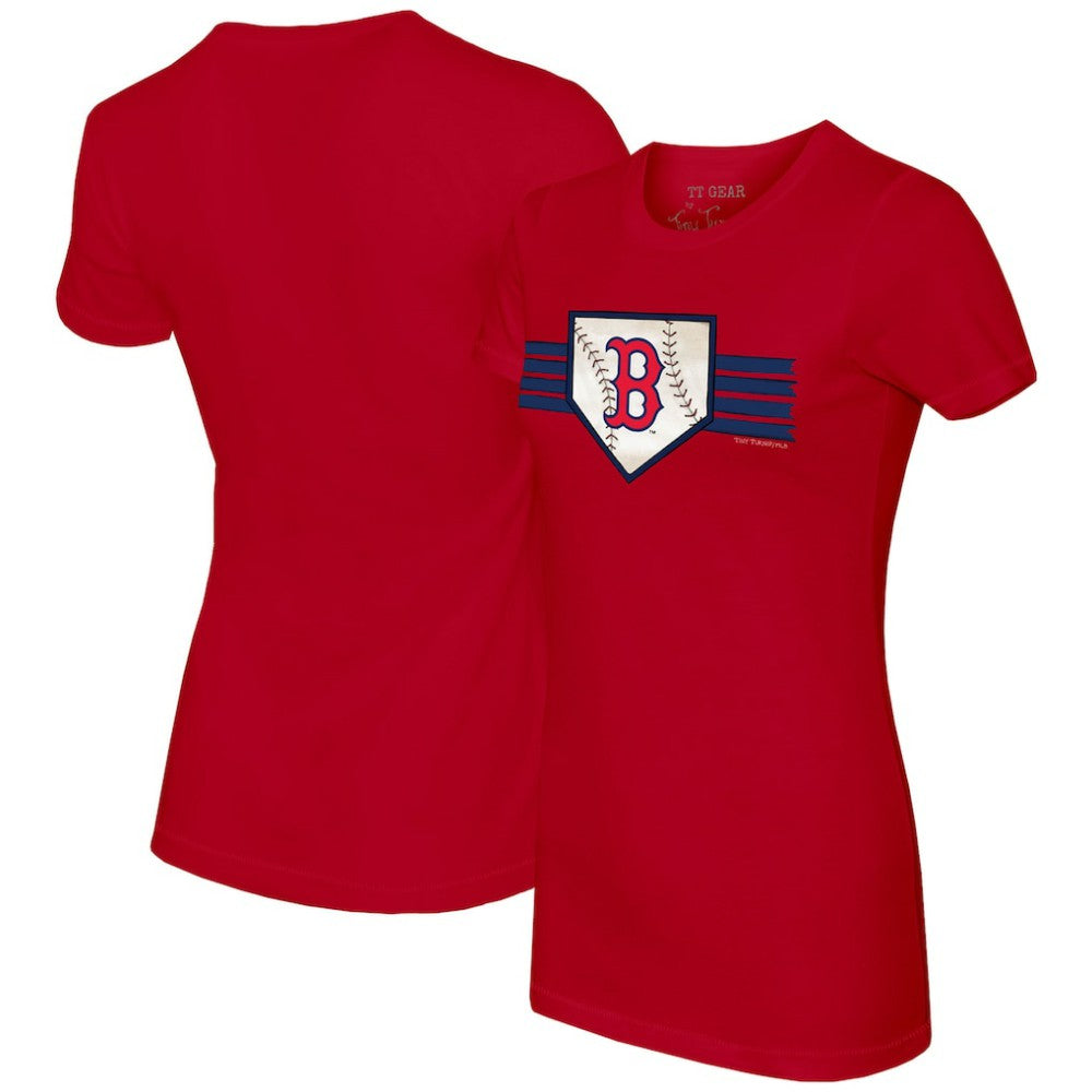 Boston Red Sox Tiny Turnip Women's Base Stripe T-Shirt - Red