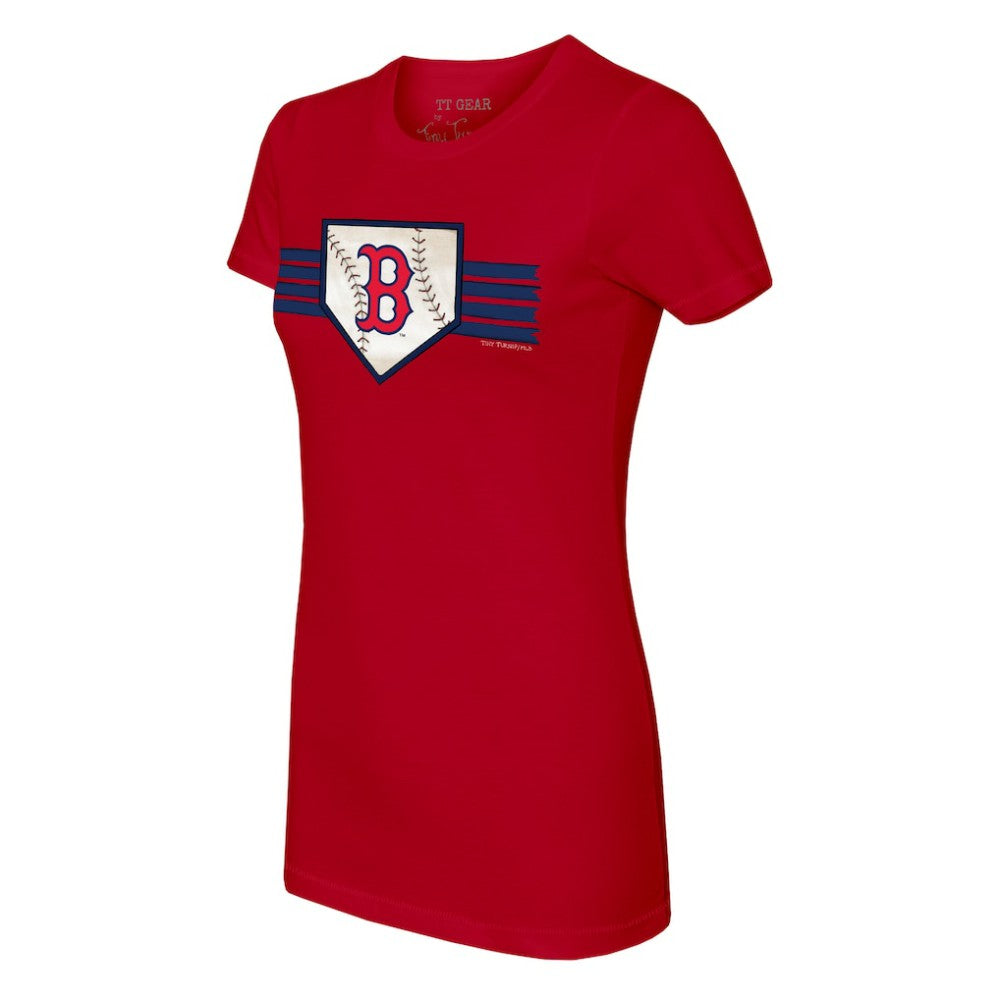 Boston Red Sox Tiny Turnip Women's Base Stripe T-Shirt - Red