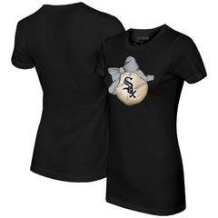 Chicago White Sox Tiny Turnip Women's Baseball Bow T-Shirt - Black