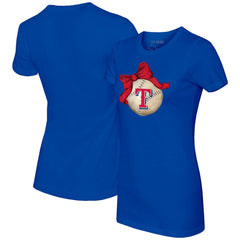 Texas Rangers Tiny Turnip Women's Baseball Bow T-Shirt - Royal