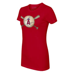 Los Angeles Angels Tiny Turnip Women's Baseball Cross Bats T-Shirt - Red