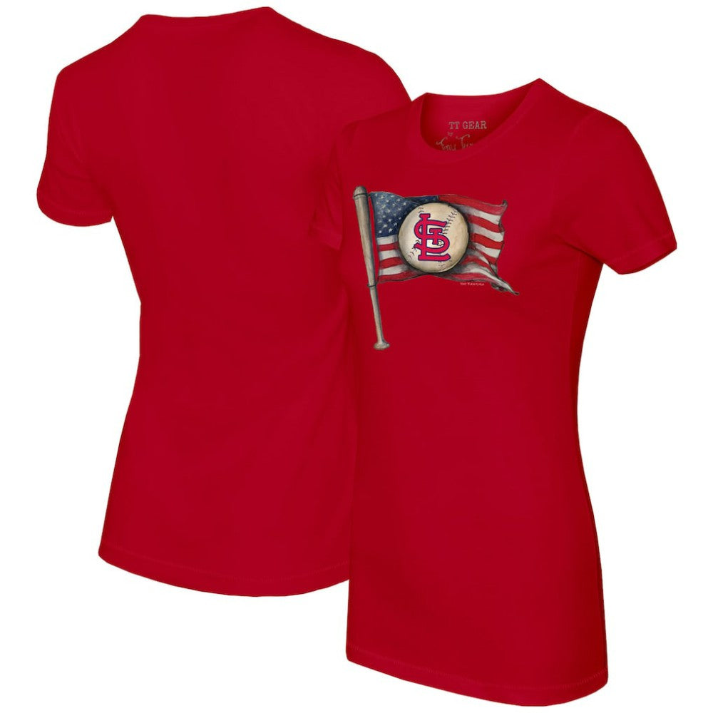 St. Louis Cardinals Tiny Turnip Women's Baseball Flag T-Shirt - Red