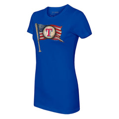 Texas Rangers Tiny Turnip Women's Baseball Flag T-Shirt - Royal