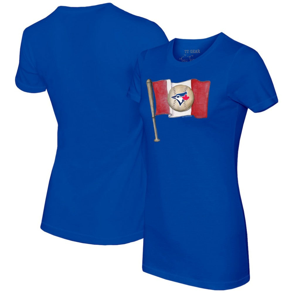 Toronto Blue Jays Tiny Turnip Women's Baseball Flag T-Shirt - Royal