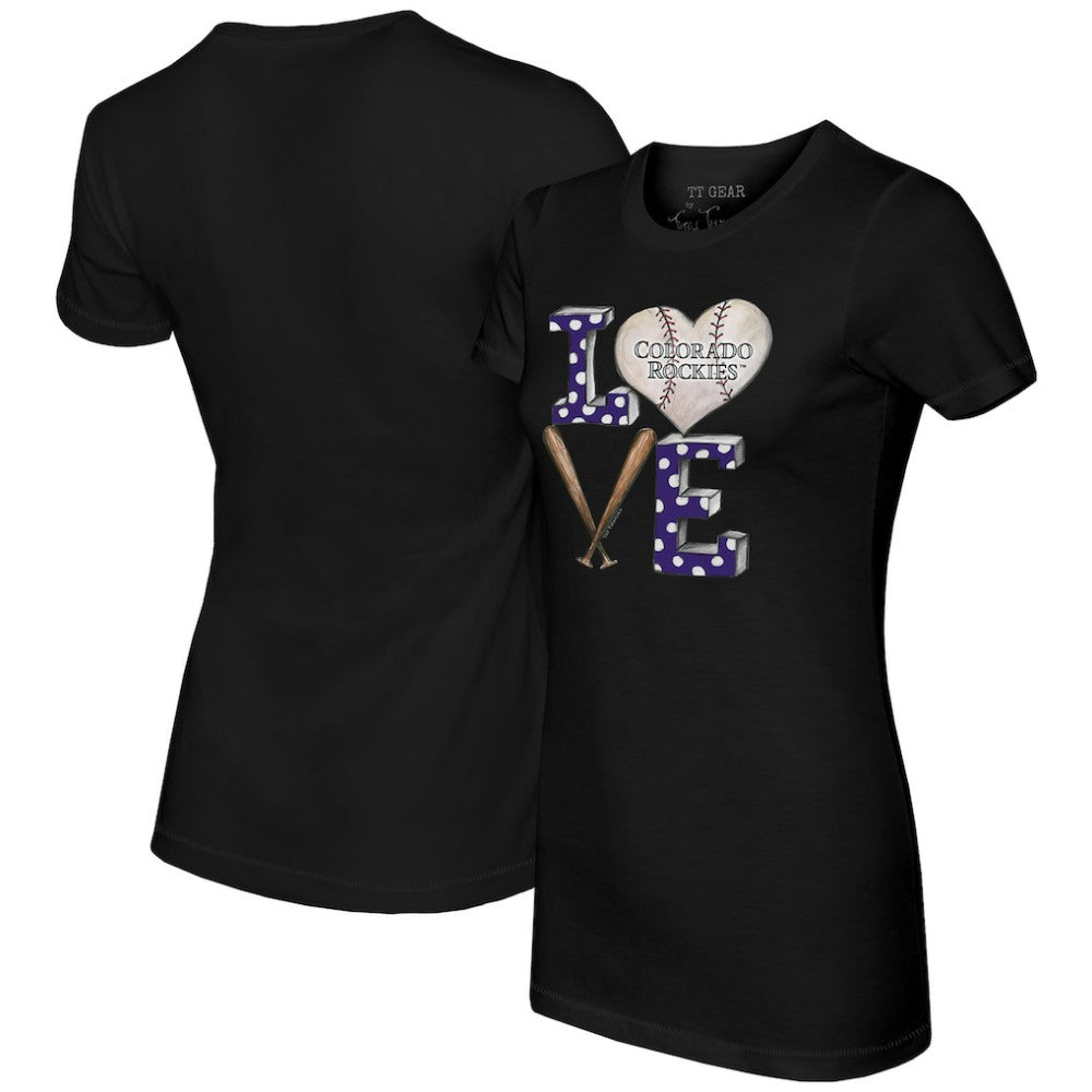 Colorado Rockies Tiny Turnip Women's Baseball Love T-Shirt - Black
