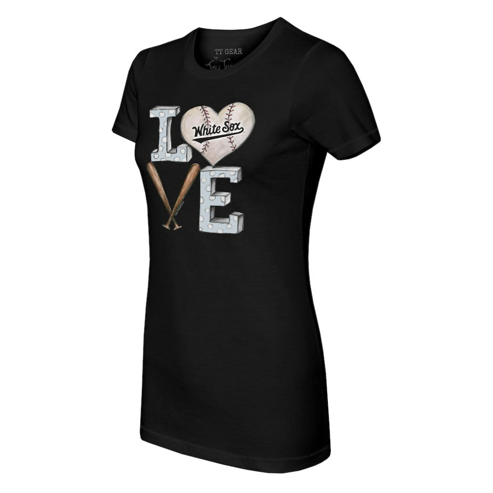 Chicago White Sox Tiny Turnip Women's Baseball Love T-Shirt - Black