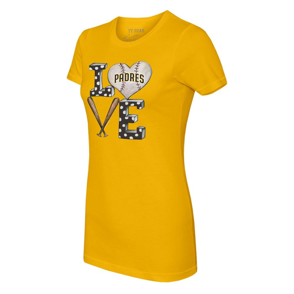 San Diego Padres Tiny Turnip Women's Baseball Love T-Shirt - Gold