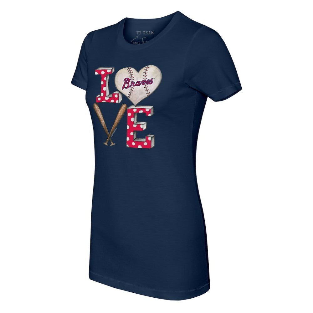 Atlanta Braves Tiny Turnip Women's Baseball Love T-Shirt - Navy
