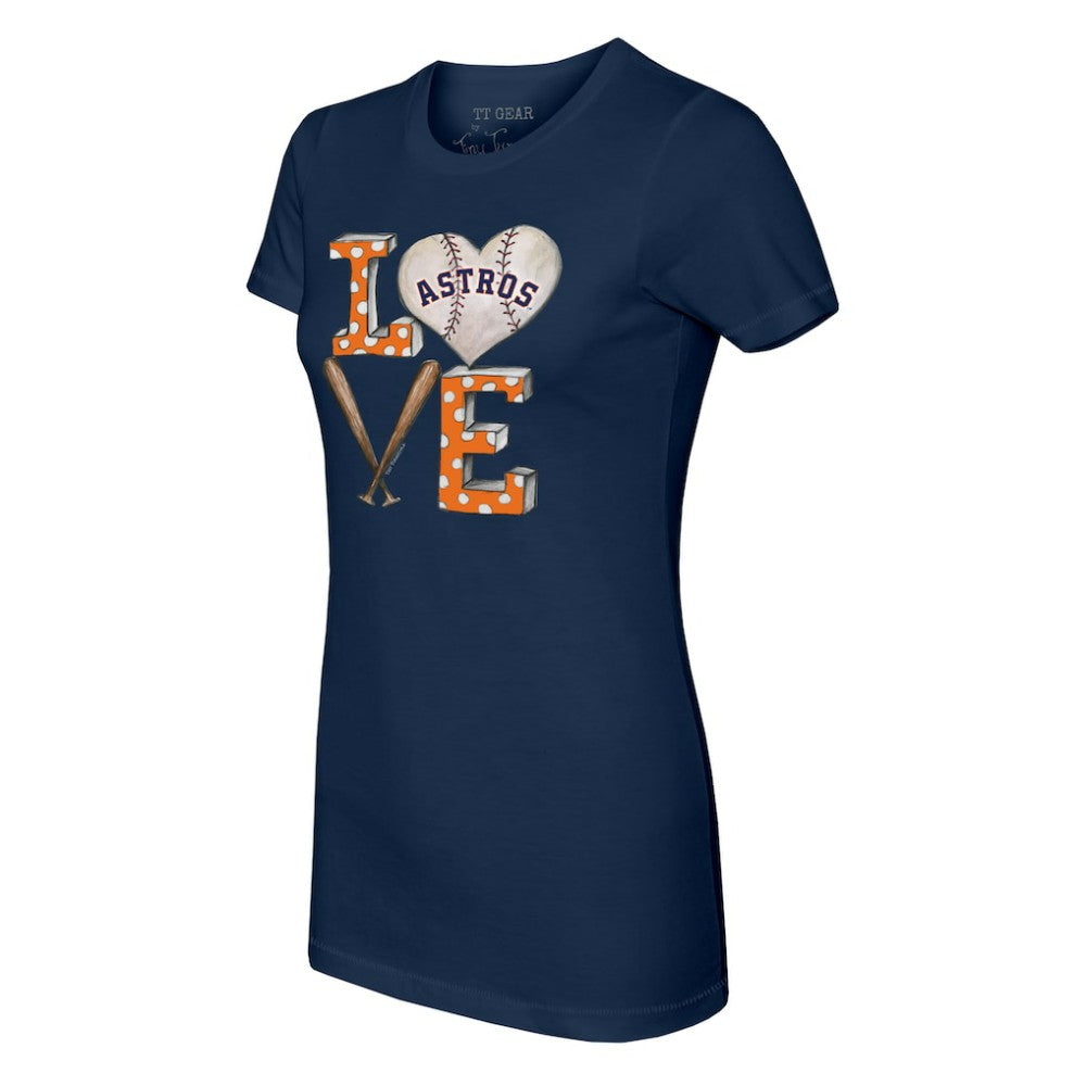 Houston Astros Tiny Turnip Women's Baseball Love T-Shirt - Navy