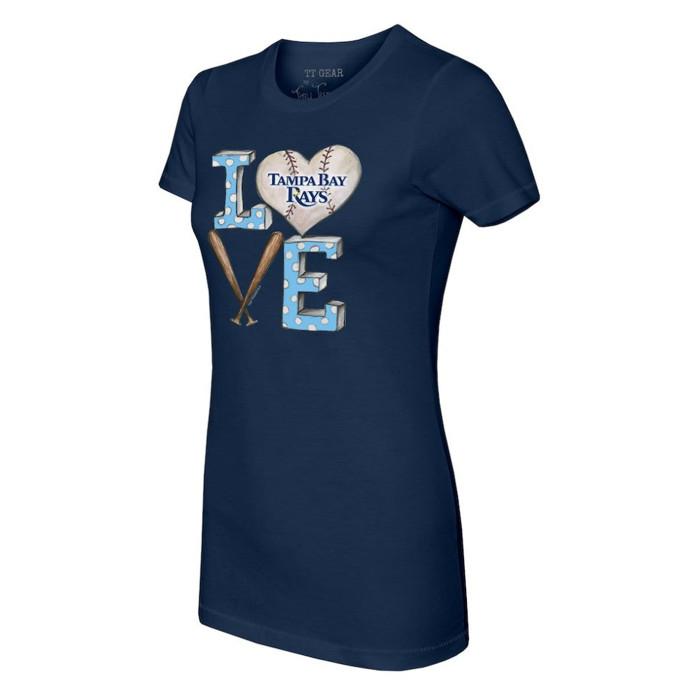 Tampa Bay Rays Tiny Turnip Women's Baseball Love T-Shirt - Navy