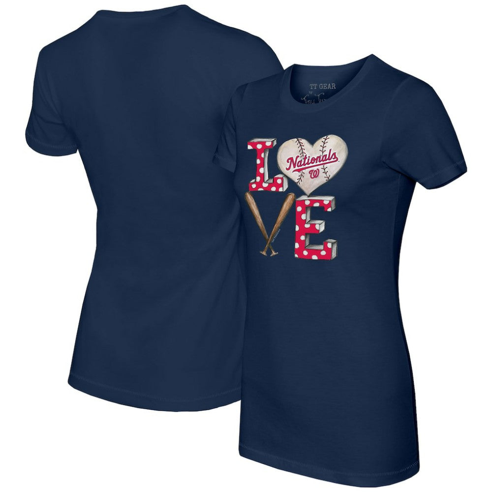 Washington Nationals Tiny Turnip Women's Baseball Love T-Shirt - Navy