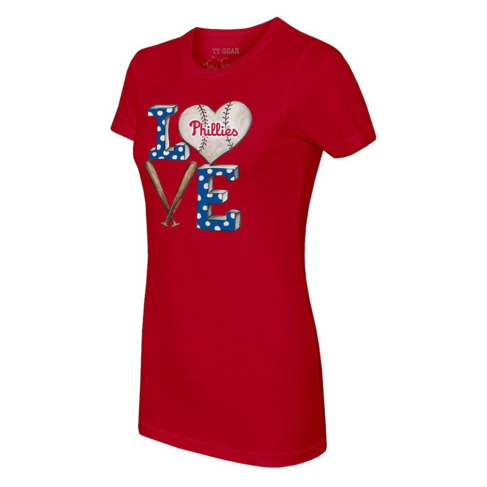 Philadelphia Phillies Tiny Turnip Women's Baseball Love T-Shirt - Red