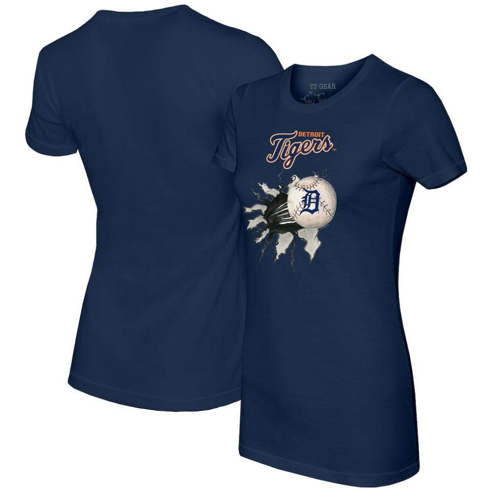 Detroit Tigers Tiny Turnip Women's Baseball Tear T-Shirt - Navy