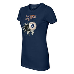 Detroit Tigers Tiny Turnip Women's Baseball Tear T-Shirt - Navy