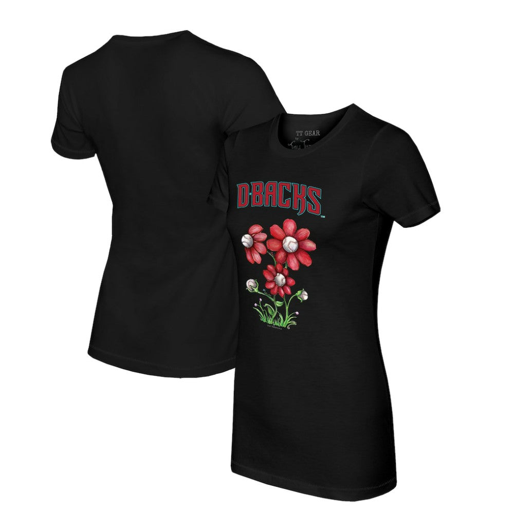 Arizona Diamondbacks Tiny Turnip Women's Blooming Baseballs T-Shirt - Black
