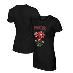 Arizona Diamondbacks Tiny Turnip Women's Blooming Baseballs T-Shirt - Black