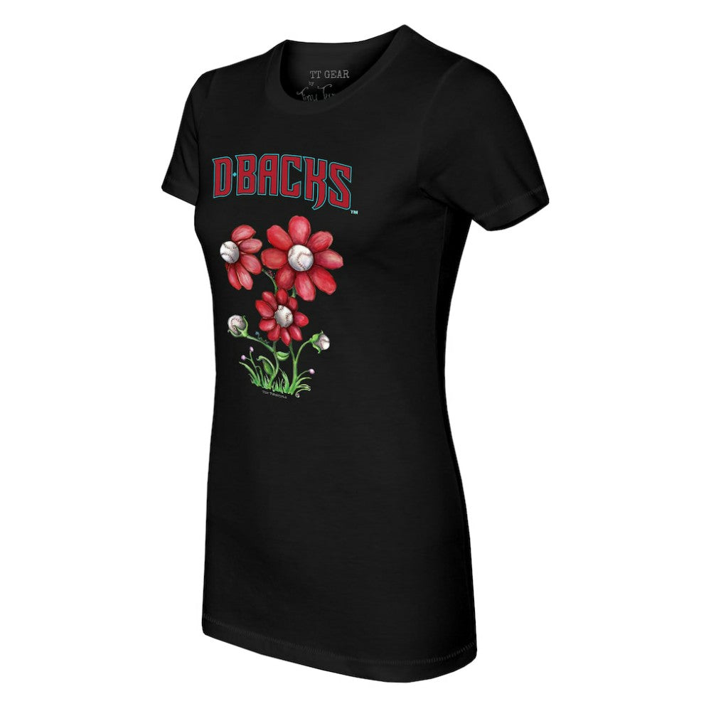 Arizona Diamondbacks Tiny Turnip Women's Blooming Baseballs T-Shirt - Black