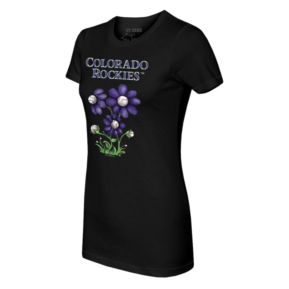 Colorado Rockies Tiny Turnip Women's Blooming Baseballs T-Shirt - Black