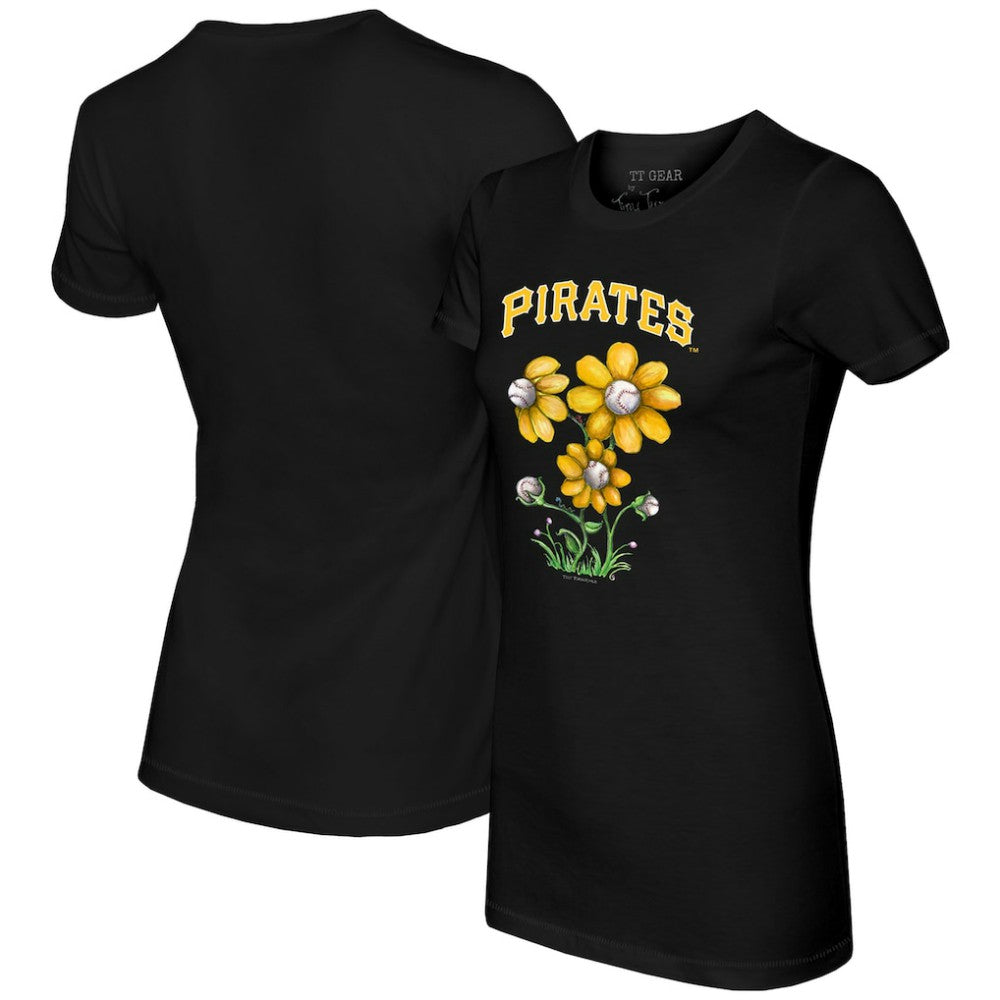 Pittsburgh Pirates Tiny Turnip Women's Blooming Baseballs T-Shirt - Black
