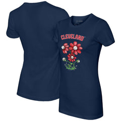 Cleveland Guardians Tiny Turnip Women's Blooming Baseballs T-Shirt - Navy