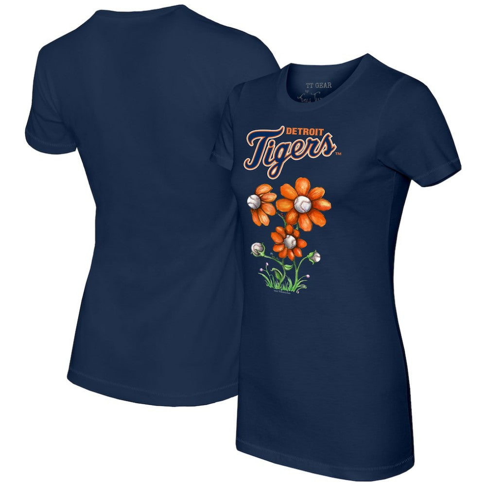 Detroit Tigers Tiny Turnip Women's Blooming Baseballs T-Shirt - Navy