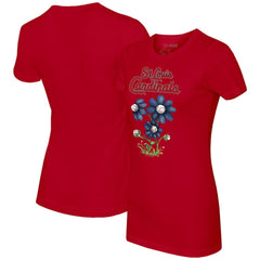 St. Louis Cardinals Tiny Turnip Women's Blooming Baseballs T-Shirt - Red