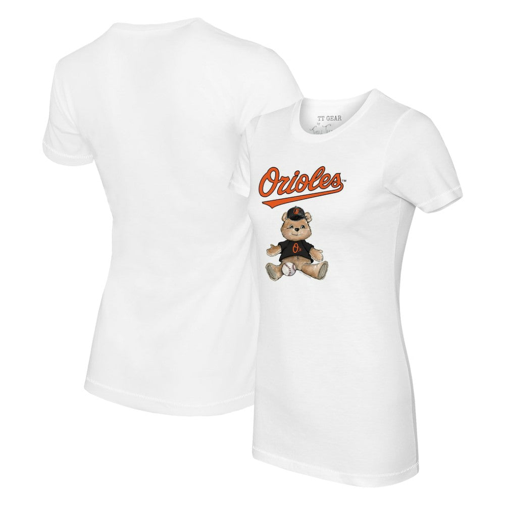 Baltimore Orioles Tiny Turnip Women's Teddy Boy T-Shirt - White