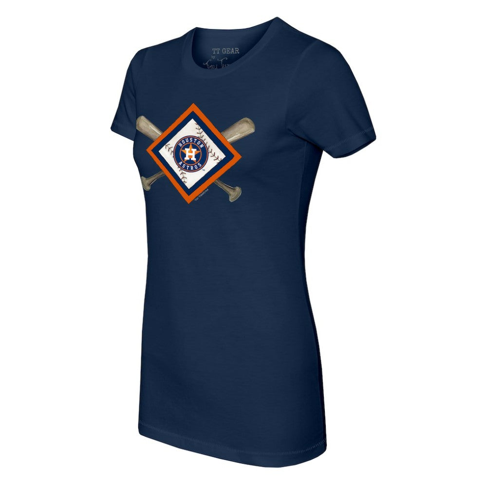 Houston Astros Tiny Turnip Women's Diamond Cross Bats T-Shirt - Navy