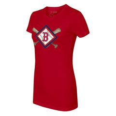 Boston Red Sox Tiny Turnip Women's Diamond Cross Bats T-Shirt - Red