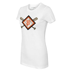 San Francisco Giants Tiny Turnip Women's Diamond Cross Bats T-Shirt - White