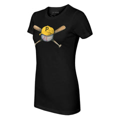 Pittsburgh Pirates Tiny Turnip Women's Hat Crossbats T-Shirt - Black