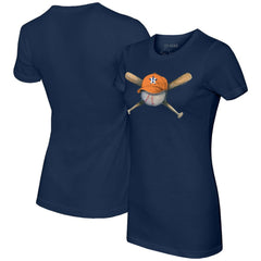 Houston Astros Tiny Turnip Women's Hat Crossbats T-Shirt - Navy