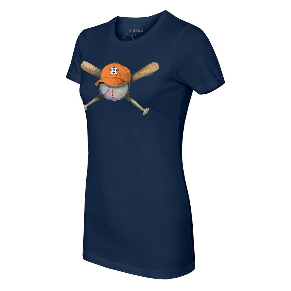 Houston Astros Tiny Turnip Women's Hat Crossbats T-Shirt - Navy