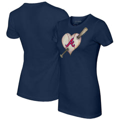 Atlanta Braves Tiny Turnip Women's Heart Bat T-Shirt - Navy