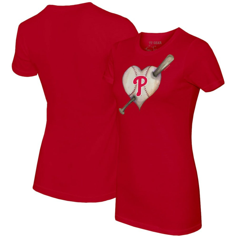 Philadelphia Phillies Tiny Turnip Women's Heart Bat T-Shirt - Red