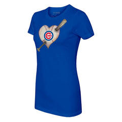 Chicago Cubs Tiny Turnip Women's Heart Bat T-Shirt - Royal