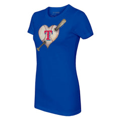Texas Rangers Tiny Turnip Women's Heart Bat T-Shirt - Royal