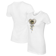 Milwaukee Brewers Tiny Turnip Women's Heart Lolly T-Shirt - White