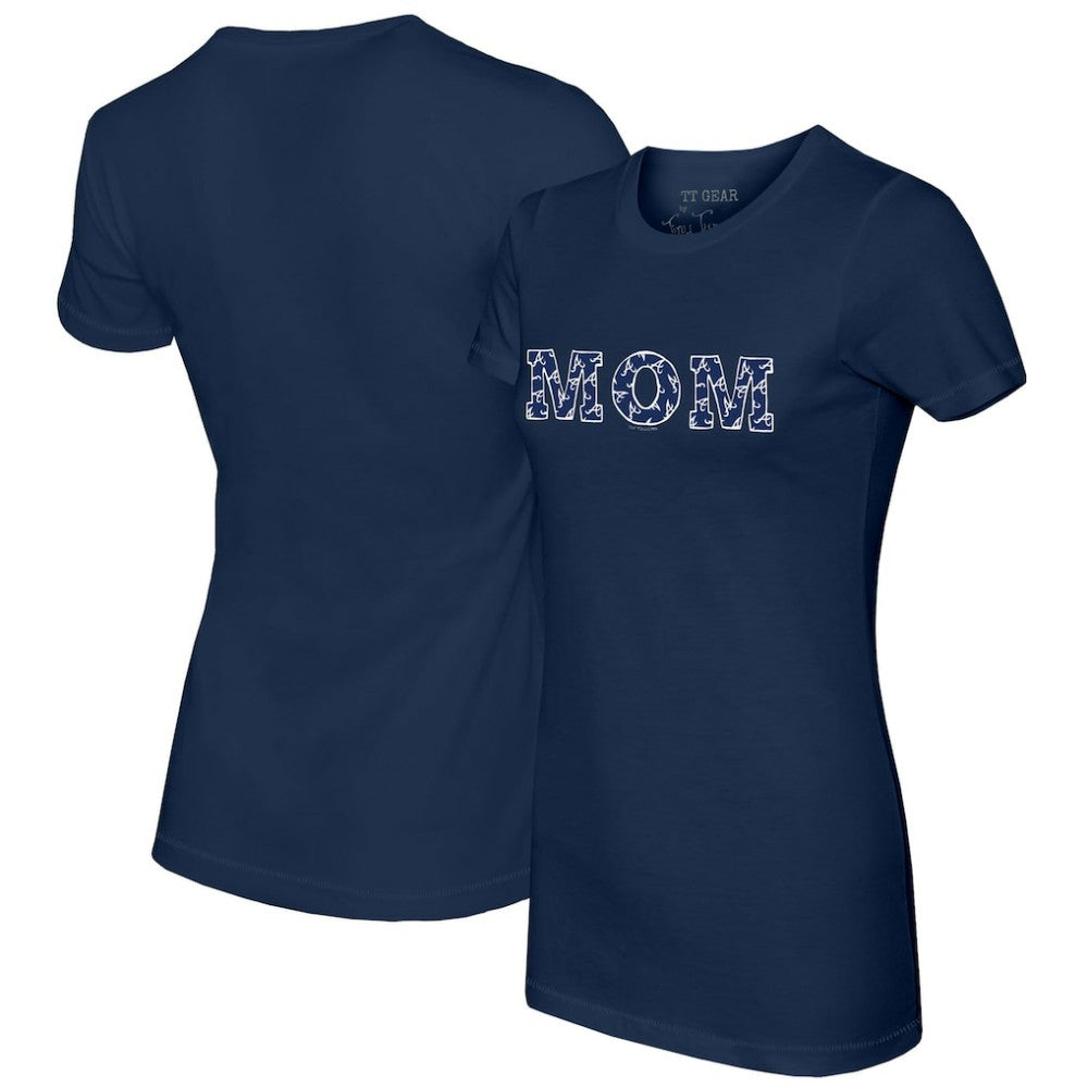 Atlanta Braves Tiny Turnip Women's Logo Mom T-Shirt - Navy