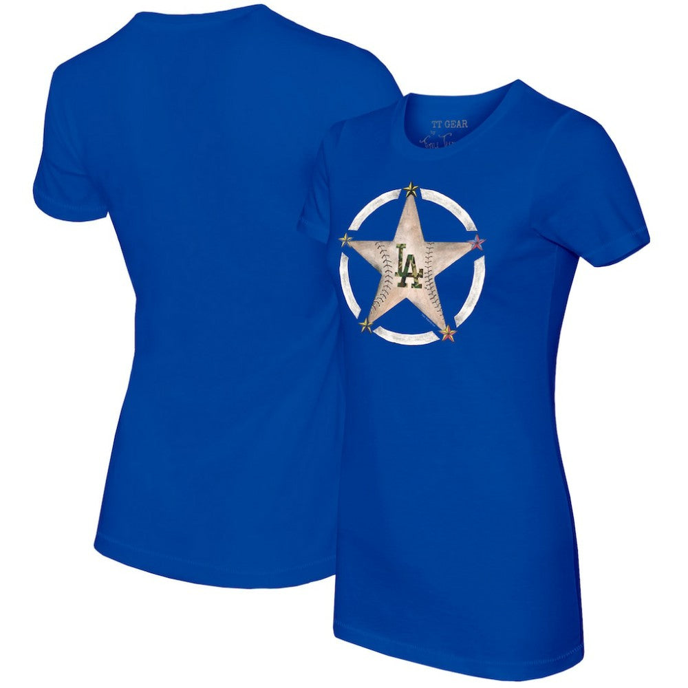 Los Angeles Dodgers Tiny Turnip Women's Military Star T-Shirt - Royal