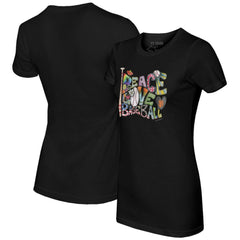 San Francisco Giants Tiny Turnip Women's Peace Love Baseball Fitted T-Shirt - Black