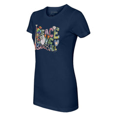 Houston Astros Tiny Turnip Women's Peace Love Baseball Fitted T-Shirt - Navy
